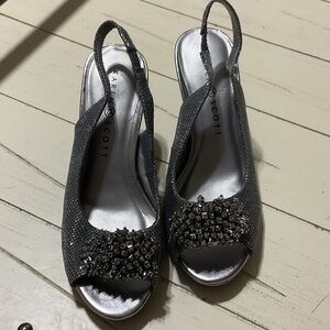 Karen Scott Silver Heels with Embellishments
